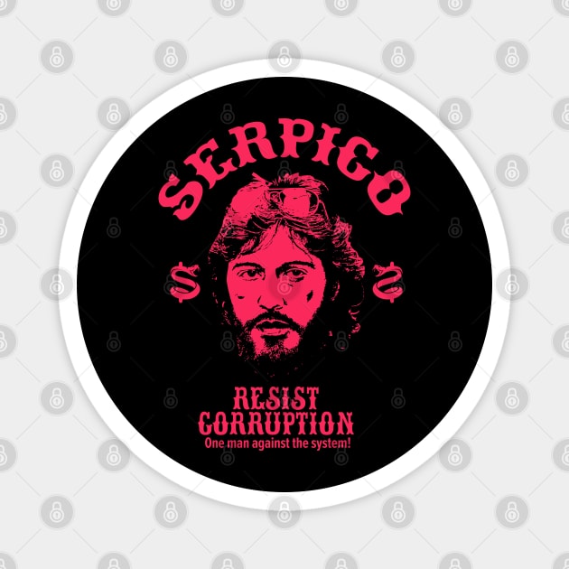 Serpico - Defying Corruption - Vintage Al Pacino T-Shirt Design Magnet by Boogosh